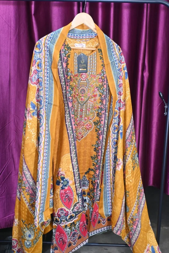 Ready-Made Pure Cotton Digital Printed Suit with Exclusive Heavy Self Embroidery, Malmal Cotton Dupatta & Pure Cotton Bottom XXL