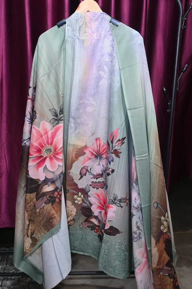 Lawn Cotton Digital Printed Suit with Heavy Embroidery, Lawn Dupatta & Pure Cotton